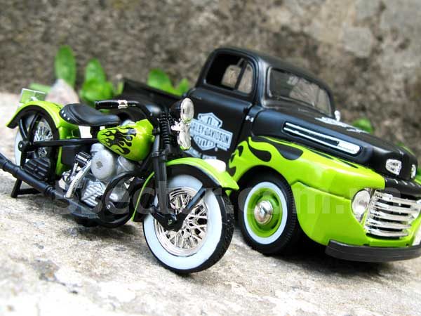 Ford F-1 Pickup 1948 Harley-Davidson & FL Panhead Модель 1:24